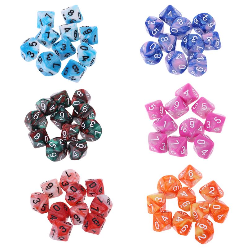 10pcs/set 10 Sided D10 Polyhedral Dices Numbers Dials Desktop Table Board Game Accessories Educational Toys