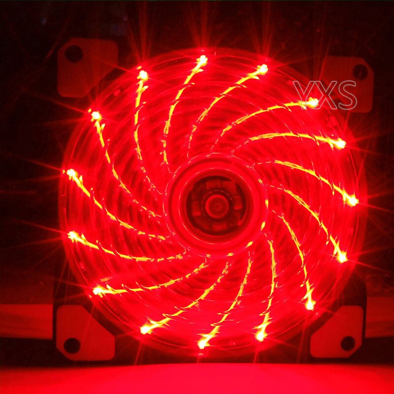 120mm PC computer case fan radiator cooler 16dB ultra-quiet blue with anti-vibration rubber, 15 LED heat dissipation 12CM fan: Red