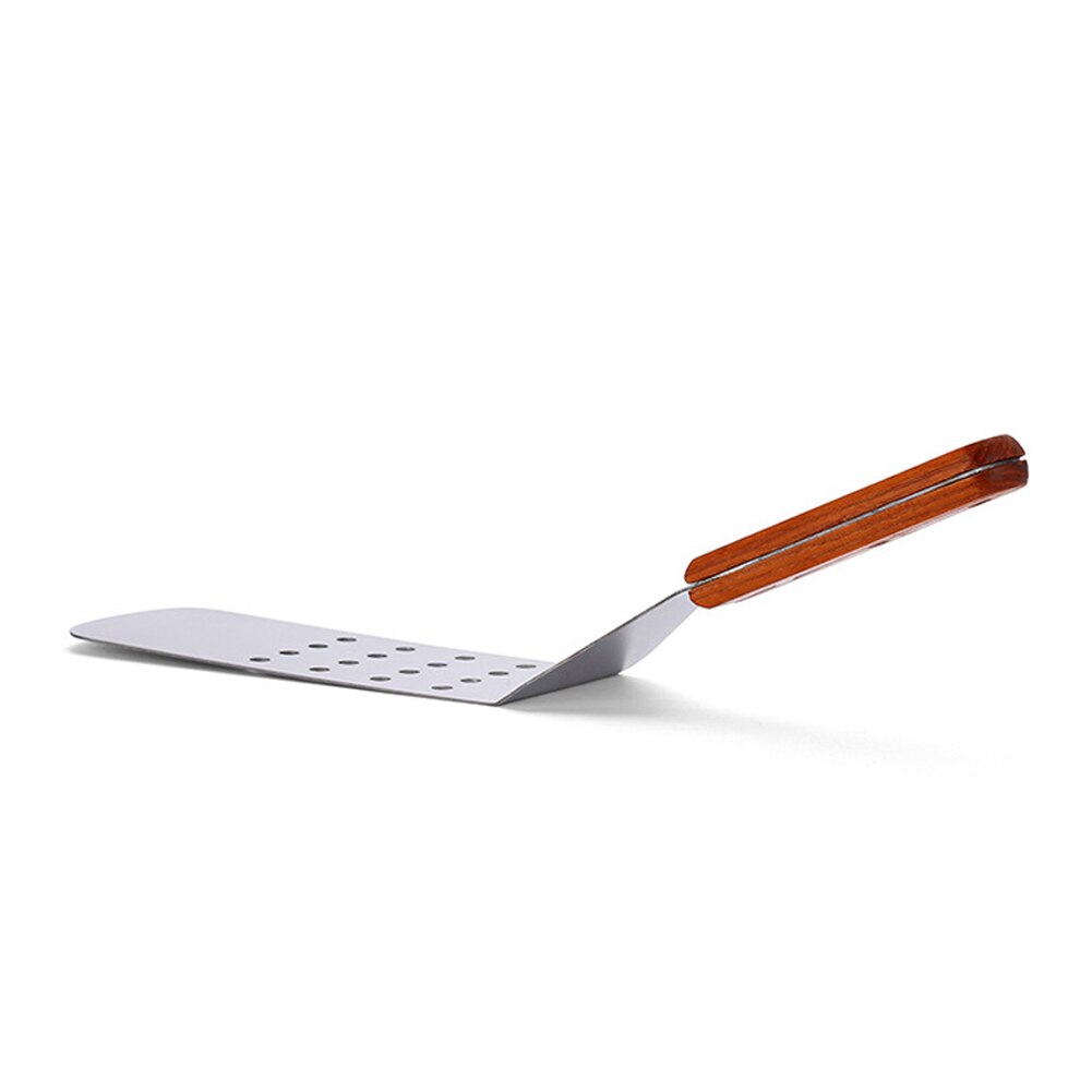 Kitchen Gadgets Stainless Steel BBQ Turner Restaurant Grilling Cooking Utensils Riveted Spatula Wood Handle