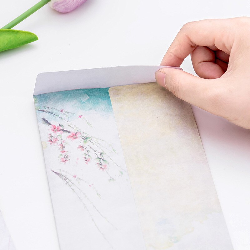 Ezone 3 pçs estilo chinês envelope para carta de escrita cartão de papel retro flor artesanato envelopes de papel material escolar