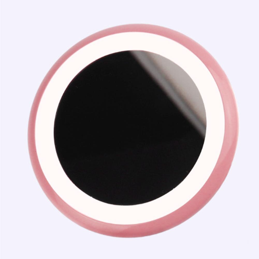 Led makeup spejl mini bærbart ansigtsspejl justerbar touch lysdæmper led makeup spejl lomme kompakt kosmetisk makeup spejl: Lyserød