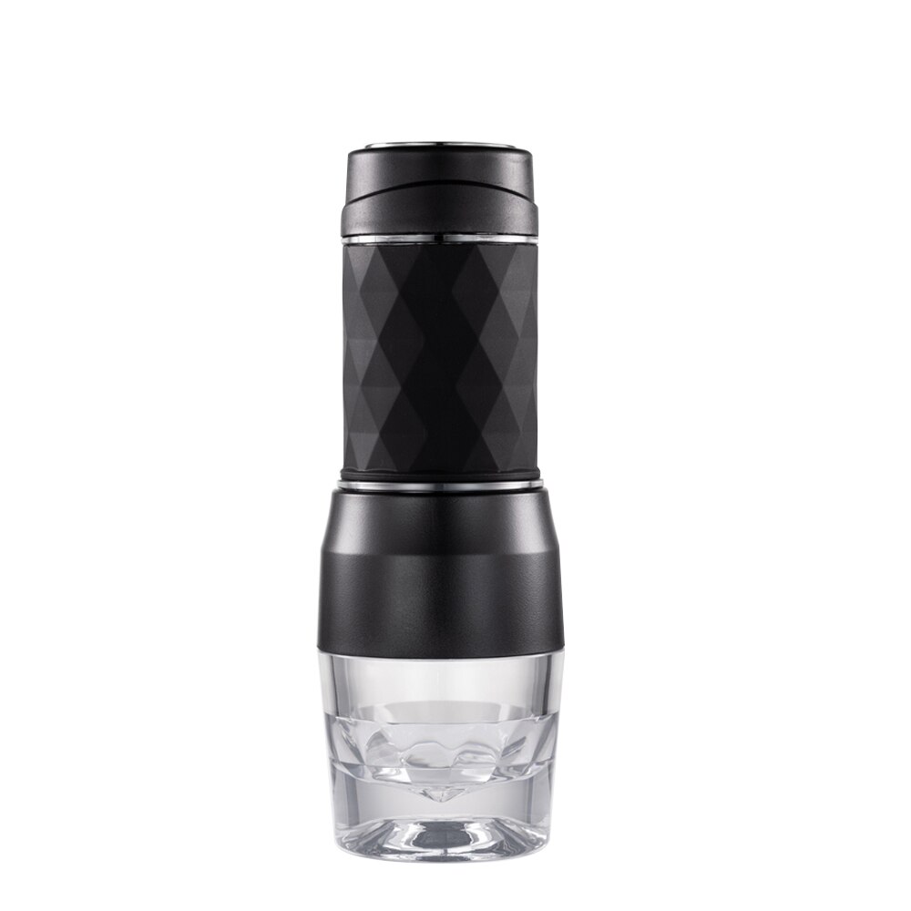 Mini espresso koffiezetapparaat, handmatig, draagbaar, handpers, koffiekopje, koffiepoeder/capsule, dubbel gebruik voor buiten, reiskeuken: Zwart
