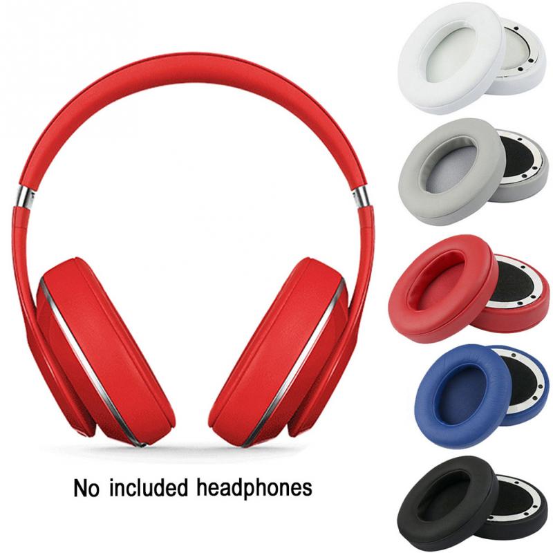 2 st utbytesöronkuddar pu läder öron kudde för beats by dre 2.0 studio trådlös svart vit 95 x 75mm #05