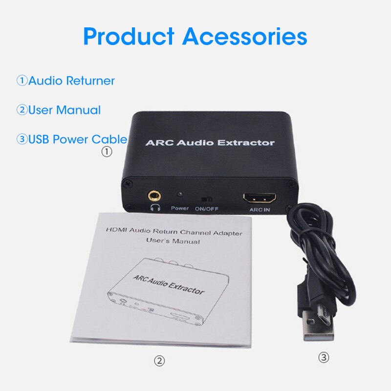 HDMI Audio Back Adapter ARC To Audio Return Adapter Fiber Optic Coaxial 3.5mm Audio Output Converter USB Analog Audio Converter