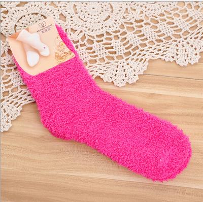 Winter Cute Fuzzy Socks Candy Color Soft Women Fluffy Socks Coral Velvet Warm Sleep Floor Socks yellow blue: Lavender