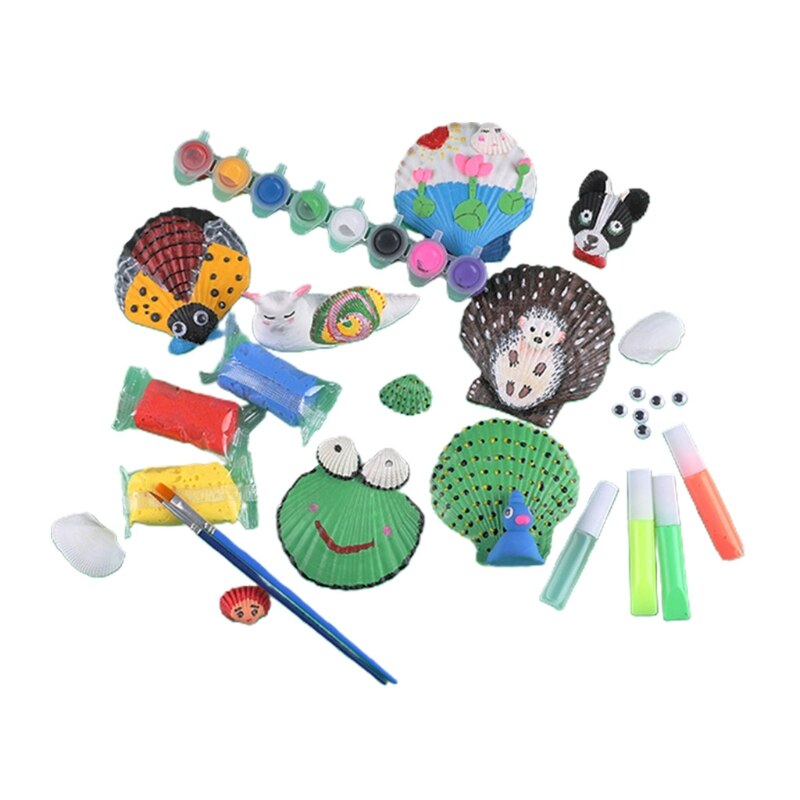 1PC DIY Handcrafts Hand Painting Set for Toddlers Arts and Crafts Toys Educational Preschool Shell Painting Kit H3CD
