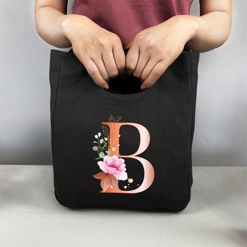 Pomarańczowe litery Unisex przenośna torba na Lunch izolowane pudełko na Lunch Tote Bag biuro lodówka pojemnik torba do przechowywania żywności Tote Bag