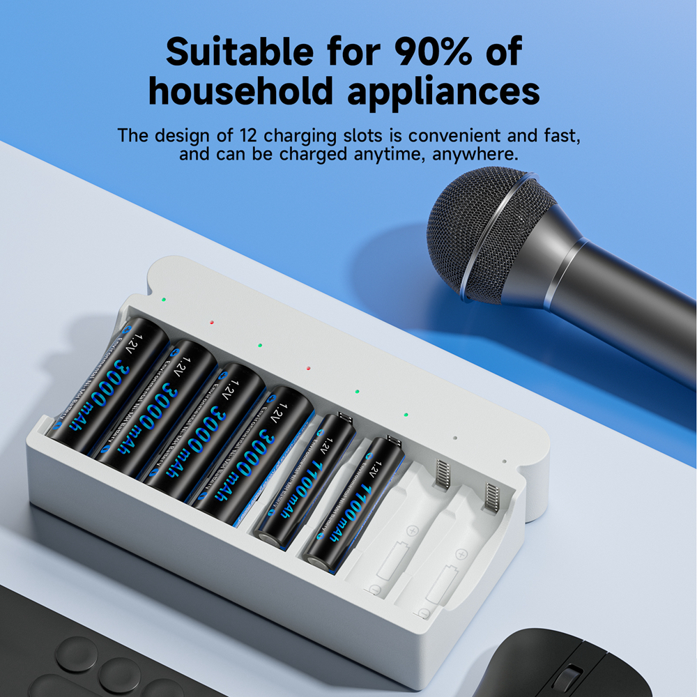 CITYORK 1,2 V AA AAA batería recargable NIMH NI-MH + 8 ranuras LED cargador rápido de batería inteligente para baterías NIMH AA AAA de 1,2 V