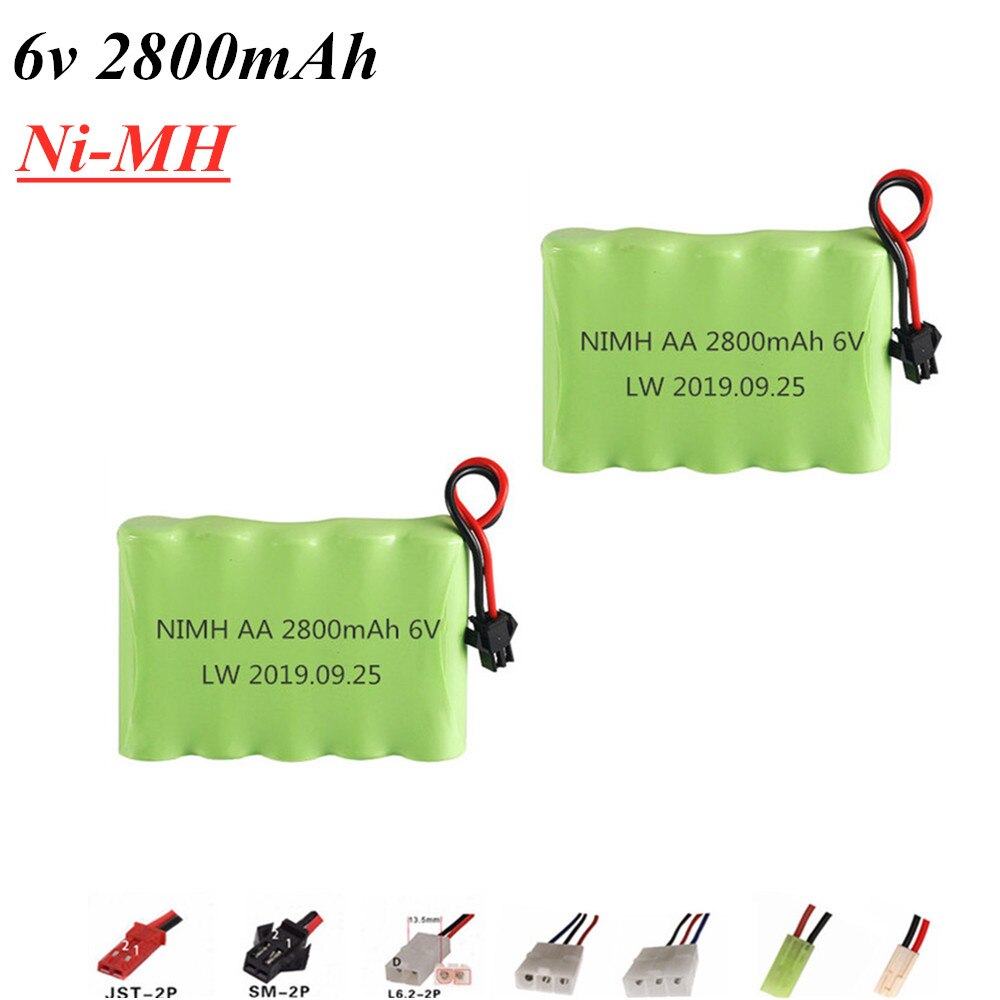 6v 2800 mah ni-mh batteri + usb oplader til rc legetøjsbiler skibstanke robot 2800 mah 6v batterier gruppe 1 stk  to 2 stk: Blå