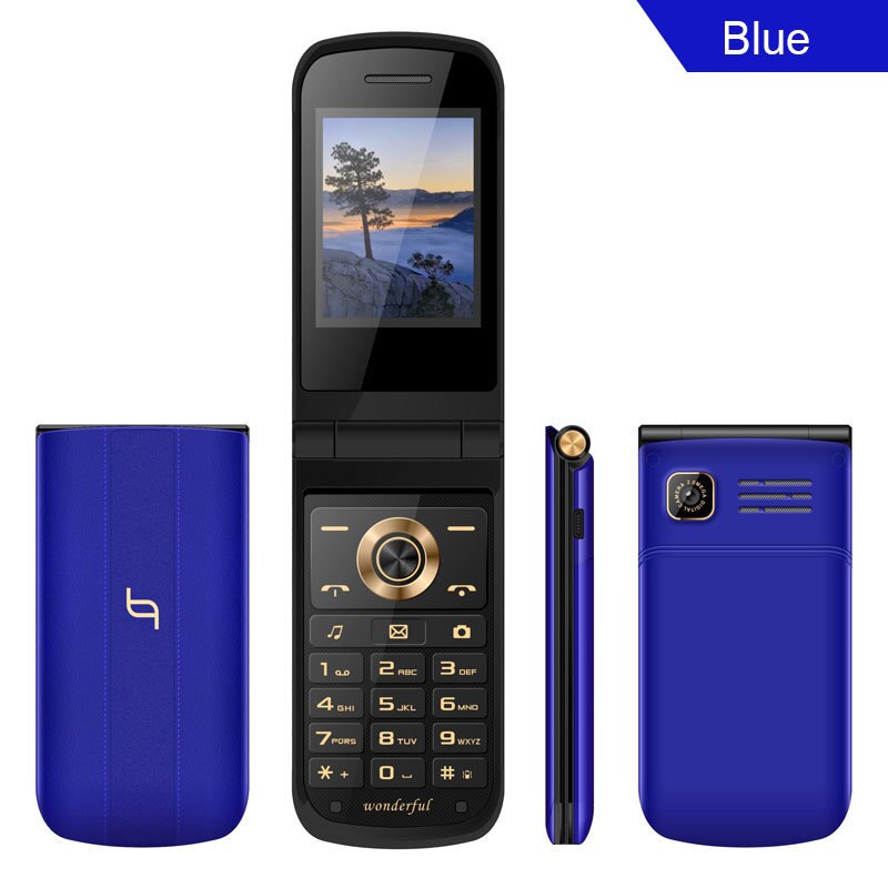 Flip HD screen, big sound button, dual card multi-language feature phone Mobile Phone 2.4" Handwriting Display SOS Fast Call