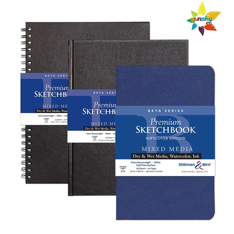 Stillman &amp; Birn Beta Serie Softcover Schetsboek, 5.5 "X 3.5", 270 Gsm (Extra Zwaargewicht), Wit Papier, Koude Pers Oppervlak