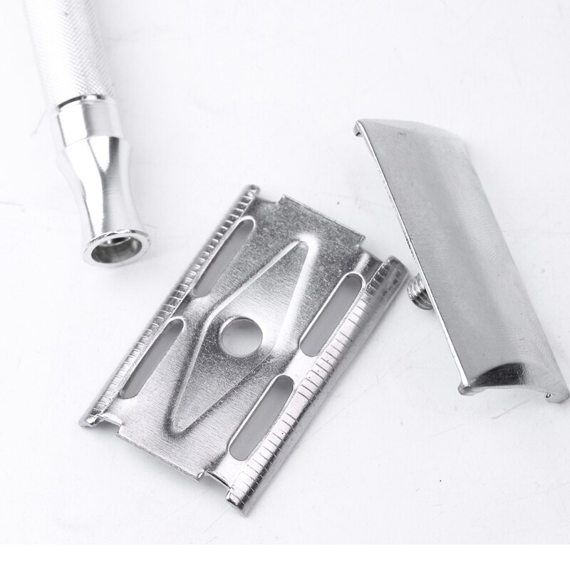 Double Edge Safety Razor Long Handle Classic Safety Razor Manual Shaver Holder