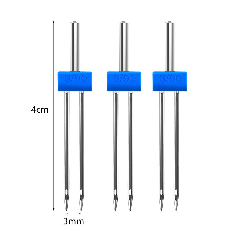 Agujas dobles de acero para máquina de coser, accesorios multifunción para el hogar, 2mm, 3mm, 4mm, 3 uds.: 3mm
