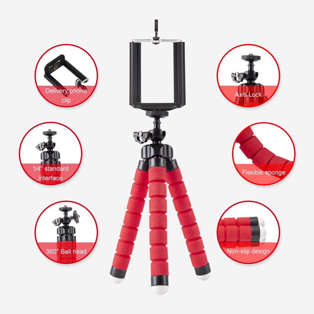 Synzzur Statief Telefoon Clip Stand Universal Mini Flexibele Spons 0 Ctopus Statief Met Telefoon Clip Voor Telefoon Camera Statief