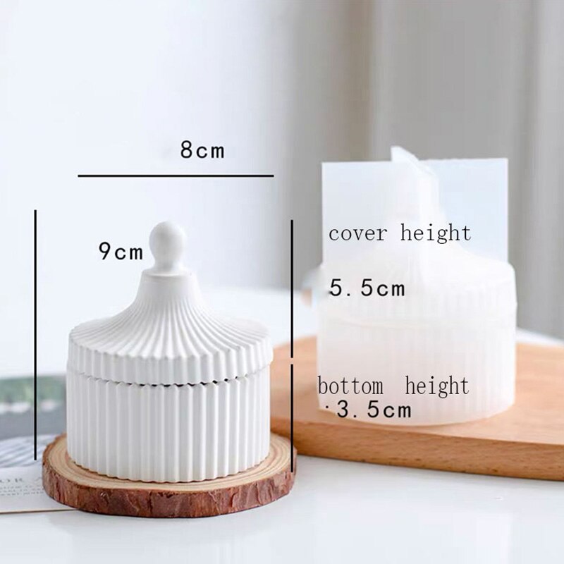 Recipiente para velas de hormigón con tapa, molde de silicona para almacenamiento de cemento, recipiente redondo para velas, contenedor: B-mold
