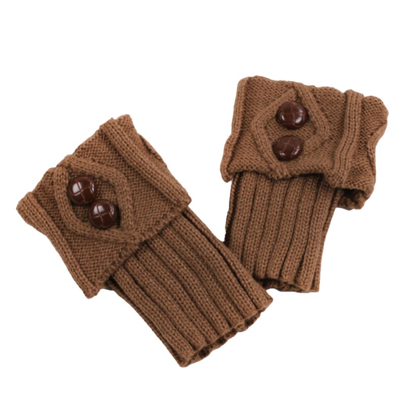 Laarzen accessoires dames winter korte beenwarmers knoop haak gebreide laarzen sokken toppers manchetten: Khaki