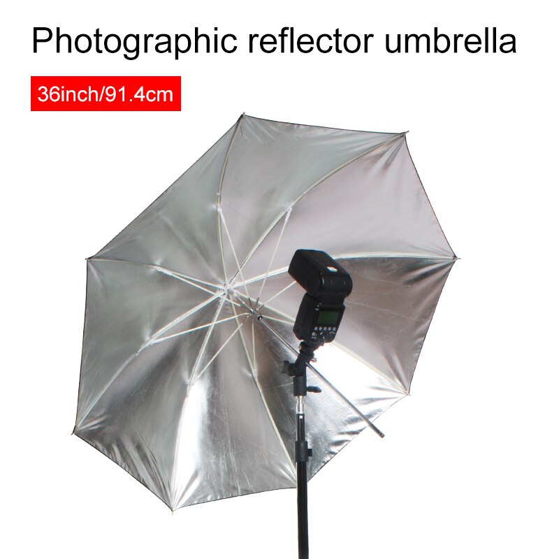 36" Photo Studio Video black sliver Umbrella Photography Translucent White Flash Light Diffuser Umbrella Camera Accessories: Reflective Umbrella