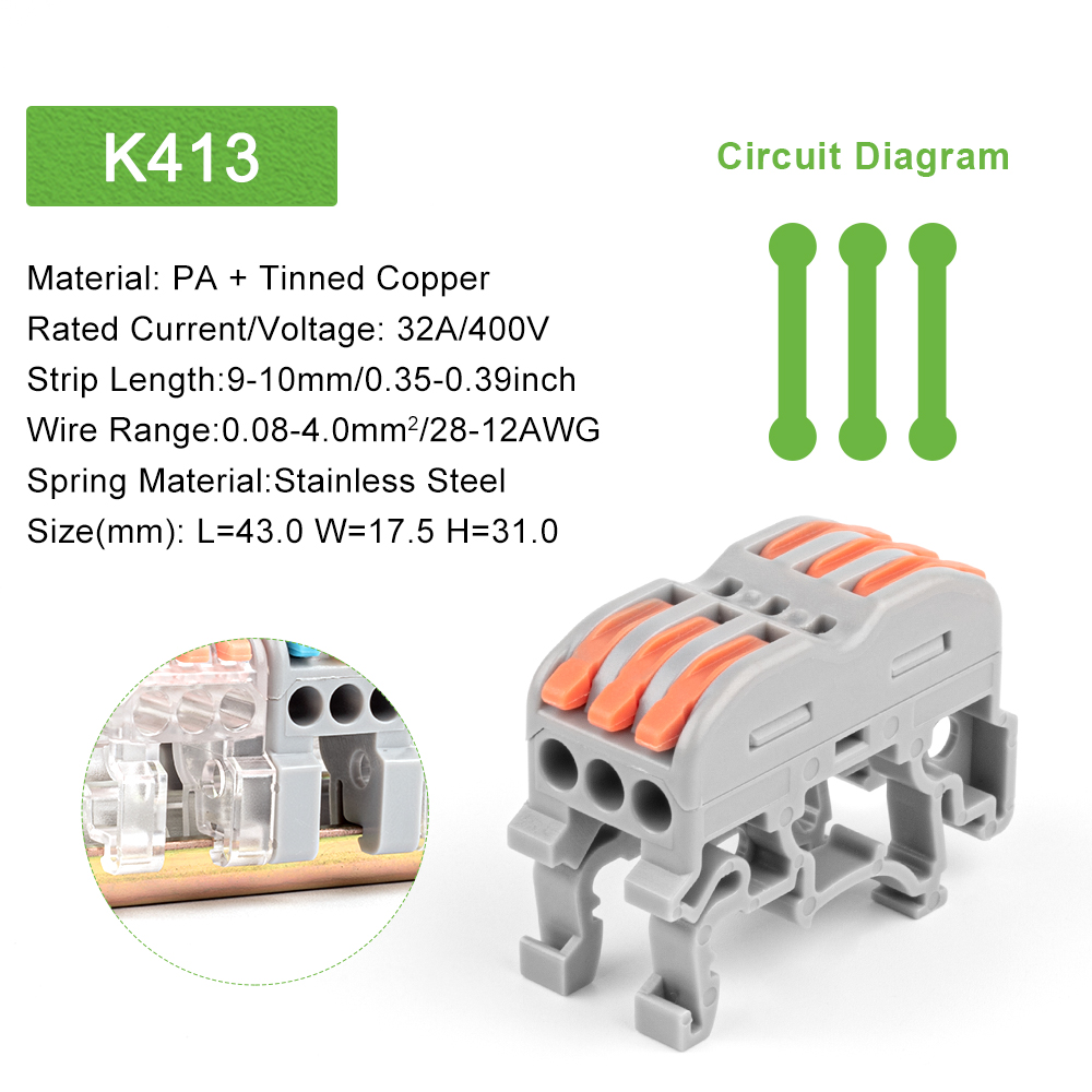 Din Rail Draad Connector Snelle Universele Compacte Elektrische Kabel Led Licht Lamp Conector Geleider Terminal Blok 2/3pin: Goud