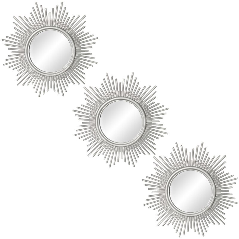 Miroirs argentés pour décoration murale, 3 pièces, décoration artisanale, pour la maison, la chambre à coucher, la salle de bain, petit miroir mural rond