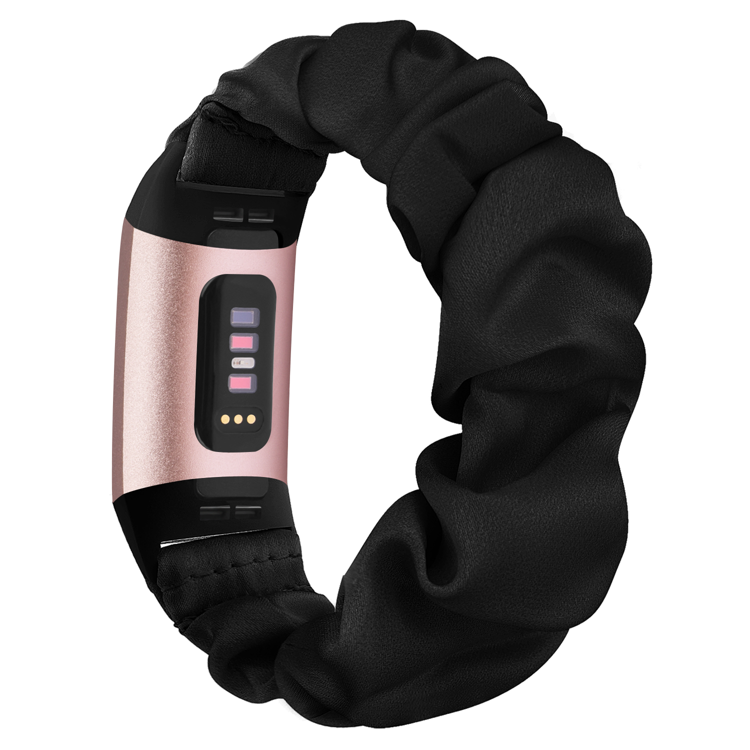 Nuovo cinturino elastico Scrunchie per Fitbit Charge 4 cinturino in tessuto a 3 cinturini cinturino per cinturino Fitbit Charge 3 4: Black / Size S