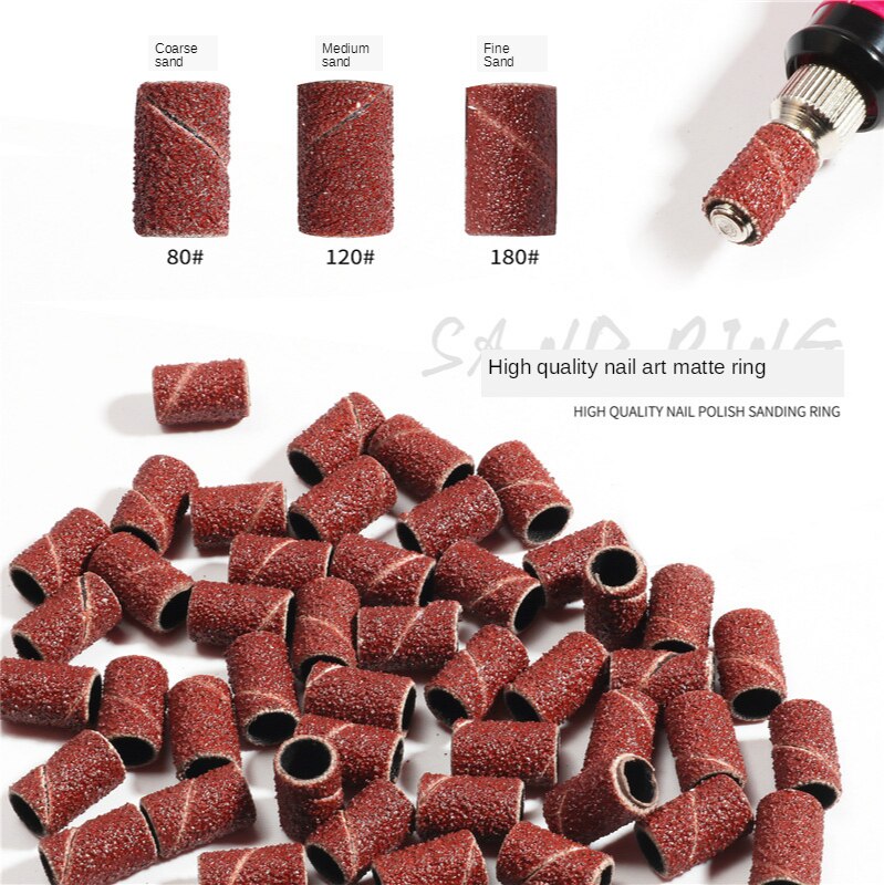 50/100pz Unghie Artistiche Carta Abrasiva per manicure Rimozione Del gel Del Chiodo Trapano Elettrico di Ricarica morso rettifica Anello di Sabbia 80 #120 #180 #