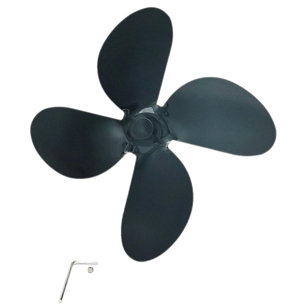 4 Blade Black Fireplace fan Heat Powered Stove Fan Thickened Aluminum Alloy Fan Blade Fireplace Fan Accessories for Home