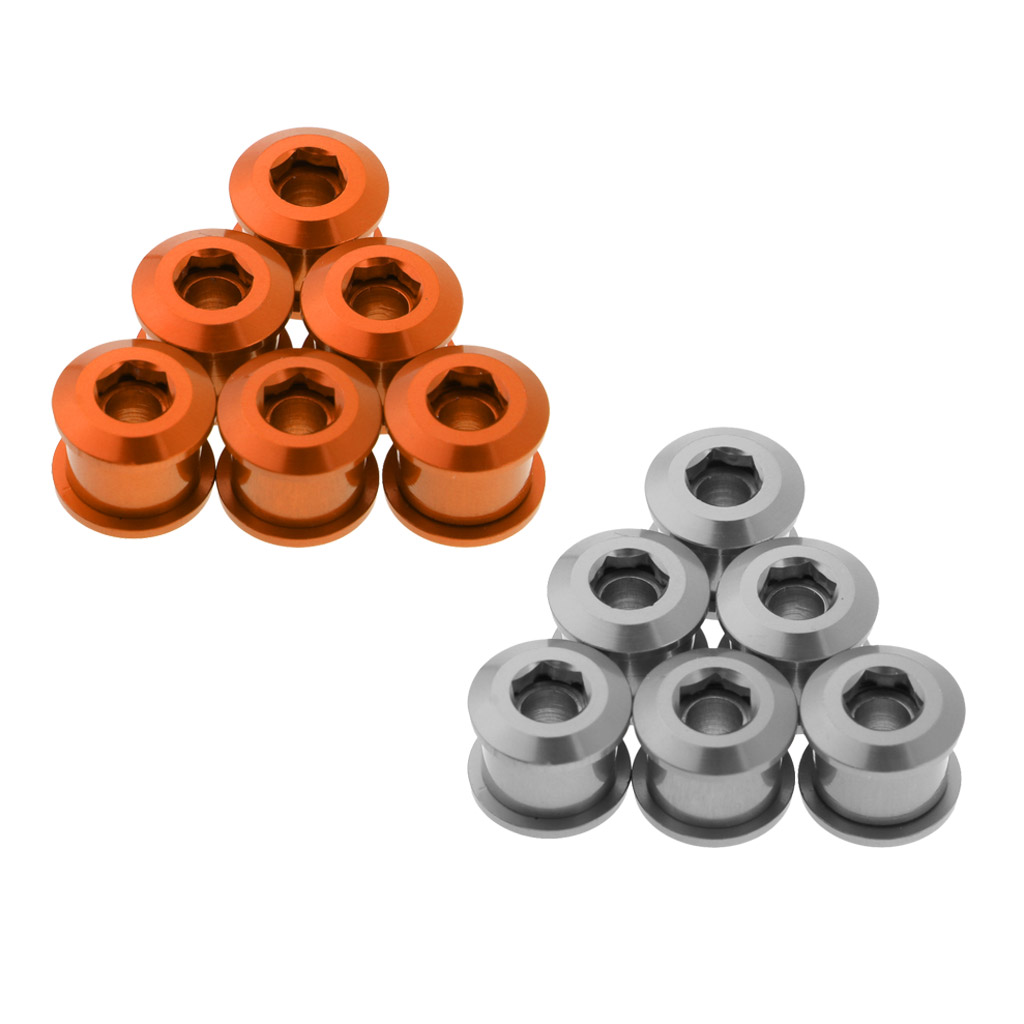 Wenxiaw Aluminiumlegering Kettingblad Bouten en Moeren voor Fietsaccessoires Enkele Kettingblad Bouten Kettingblad Bouten Korte Set voor MTB Racefietsen en Racefietsen M8 Crankset, Zilver, 5 Set