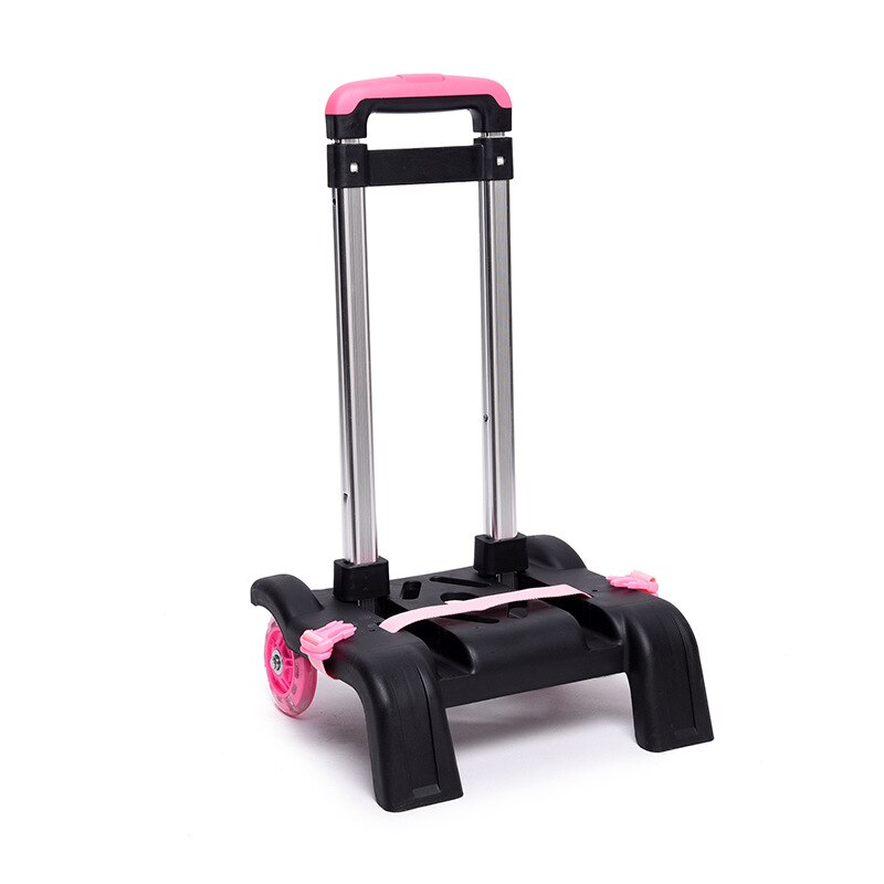 Aluminum alloy Pull Rod Bracket Roll Cart Trolley School Bags with wheels school backpack trolley schoolbag mochila infantil: pink
