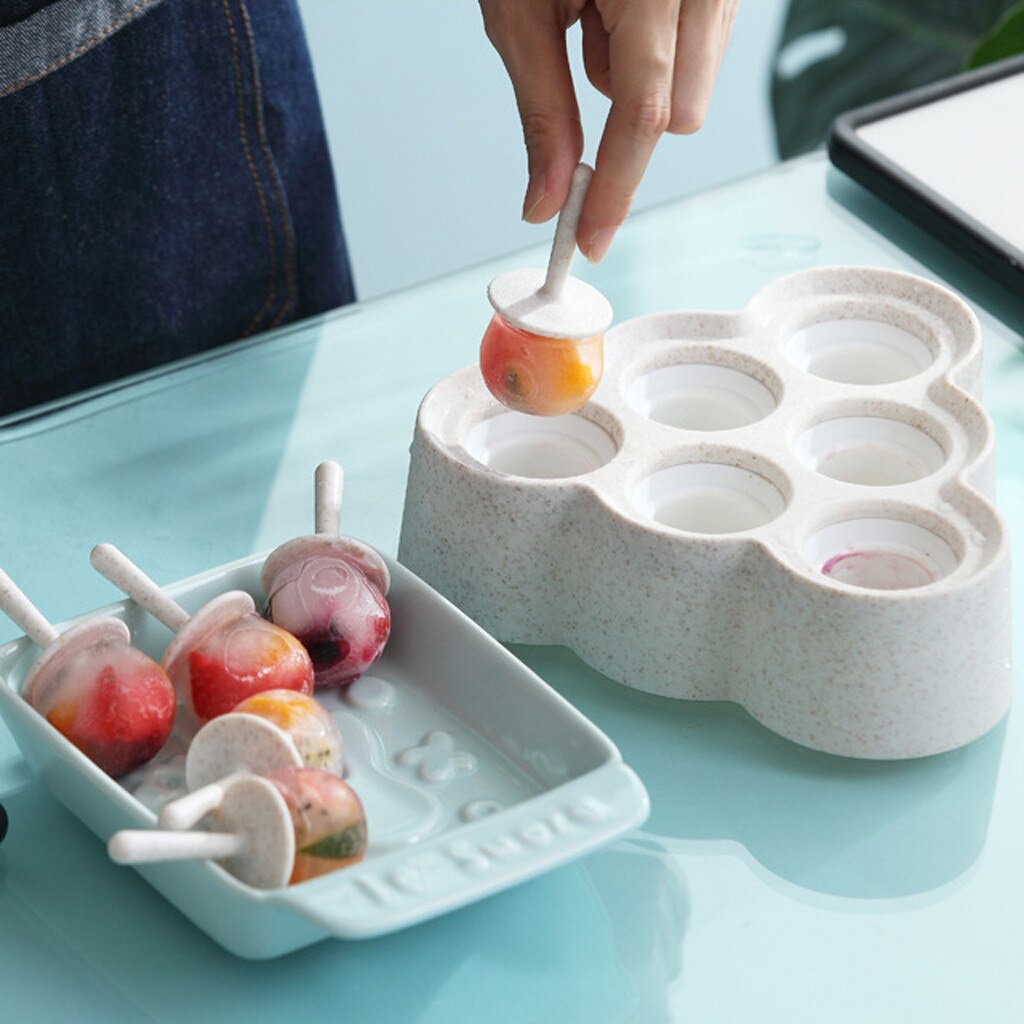 Ice Cream Mold Silicon For Kids Reusable Ice Cubes With Cover Tray Freeze Popsicle Mold Christmas Decor Diy Ice Cream Maker Tool