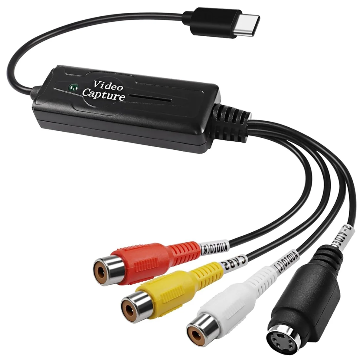Rca av til usb c konverter videooptagelseskortadapter 1 kanal av ntsc pal video s-video/komposit til usb konverter