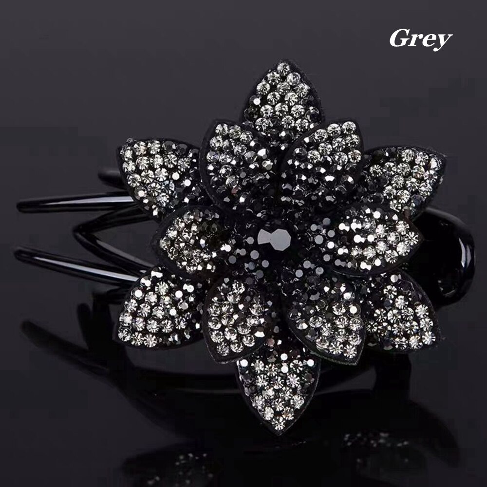 Épingle à cheveux en cristal pour femmes, pince à cheveux en forme de bec de canard avec strass, bijoux de coiffure pour filles, outils de coiffure,: Grey1