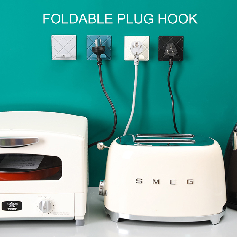 Wall Powerful Plug Holder Folding socket hook kitchen appliance hanging wire plug hook hook socket power cord storage rack