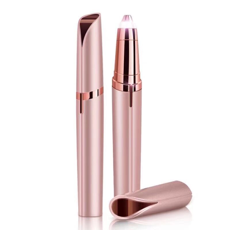 Mini stylo rasoir électrique pour femmes, rechargeable par USB, indolore, pour sourcils, visage et corps: Rose gold