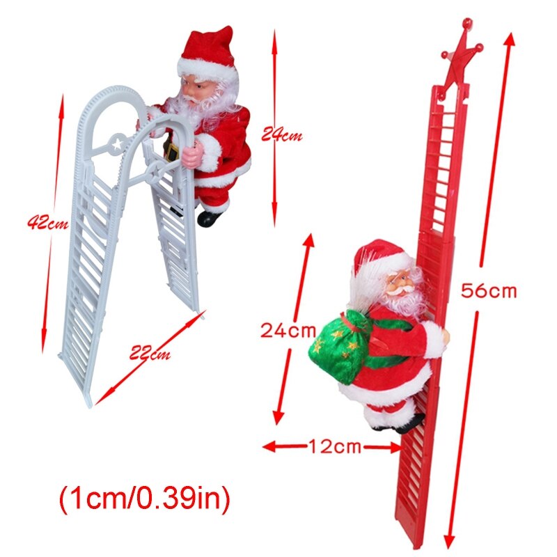 Elektrische Kerst Kerstman Pop Met Tas Klimmen Ladder Xmas Party Decor E7CC