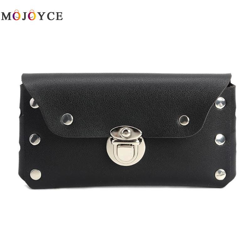 PU Leder Taille Pack Frauen Männer Niet fanny Pack Telefon Beutel Metall Schnalle Gürtel Tasche: schwarz