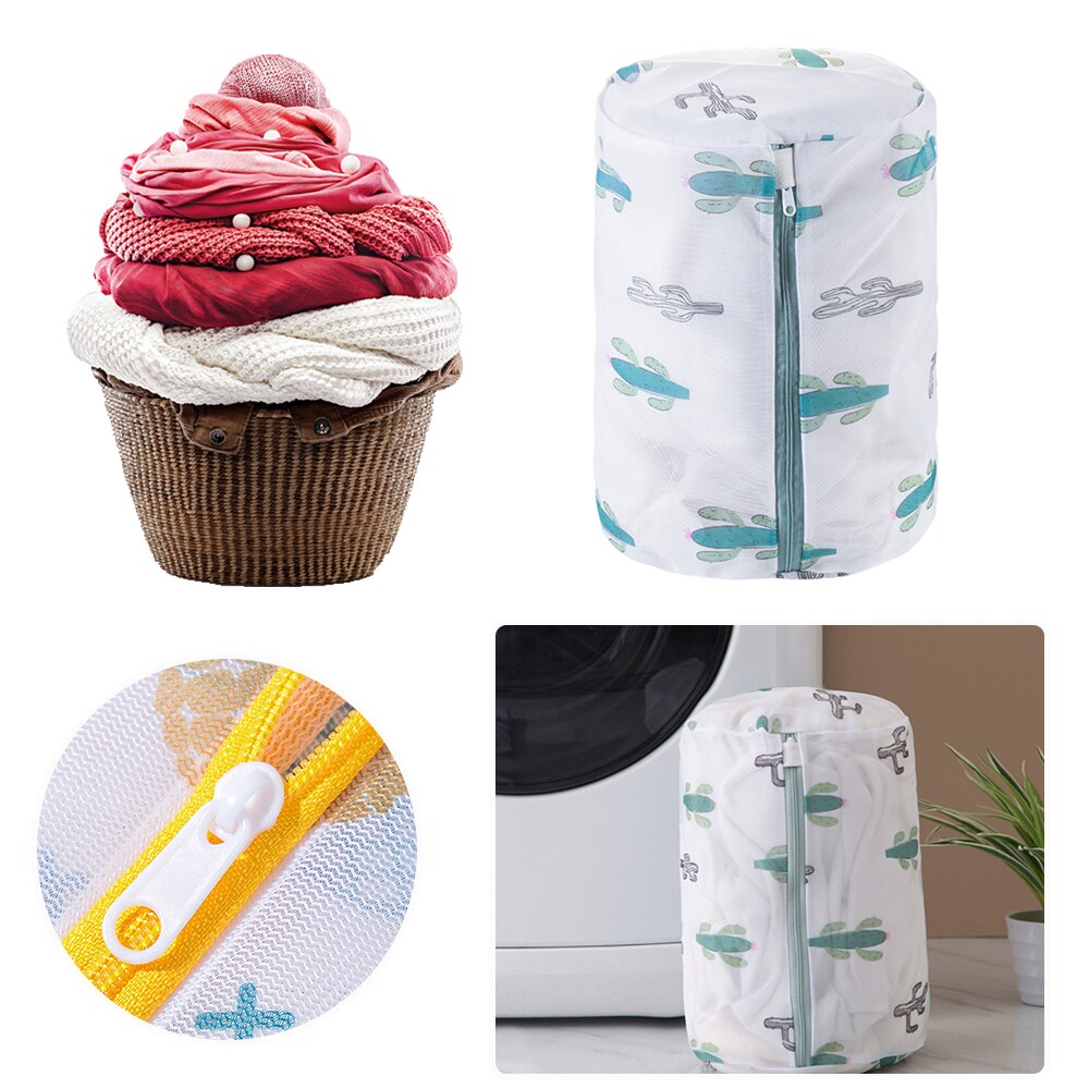 Washing Machine Pouch Pineapple Cactus Printing Zippered Mesh Laundry Bag Polyester Bags For Underwear Sock Pouch Clothes Bra