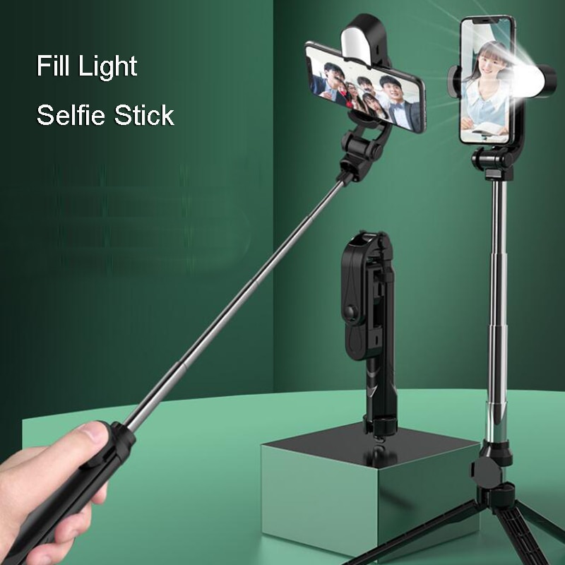 Wireless Bluetooth Selfie Stick Tripod With Fill Light Selfie Shutter Monopod Live Broadcast Phone Holder Tiktok