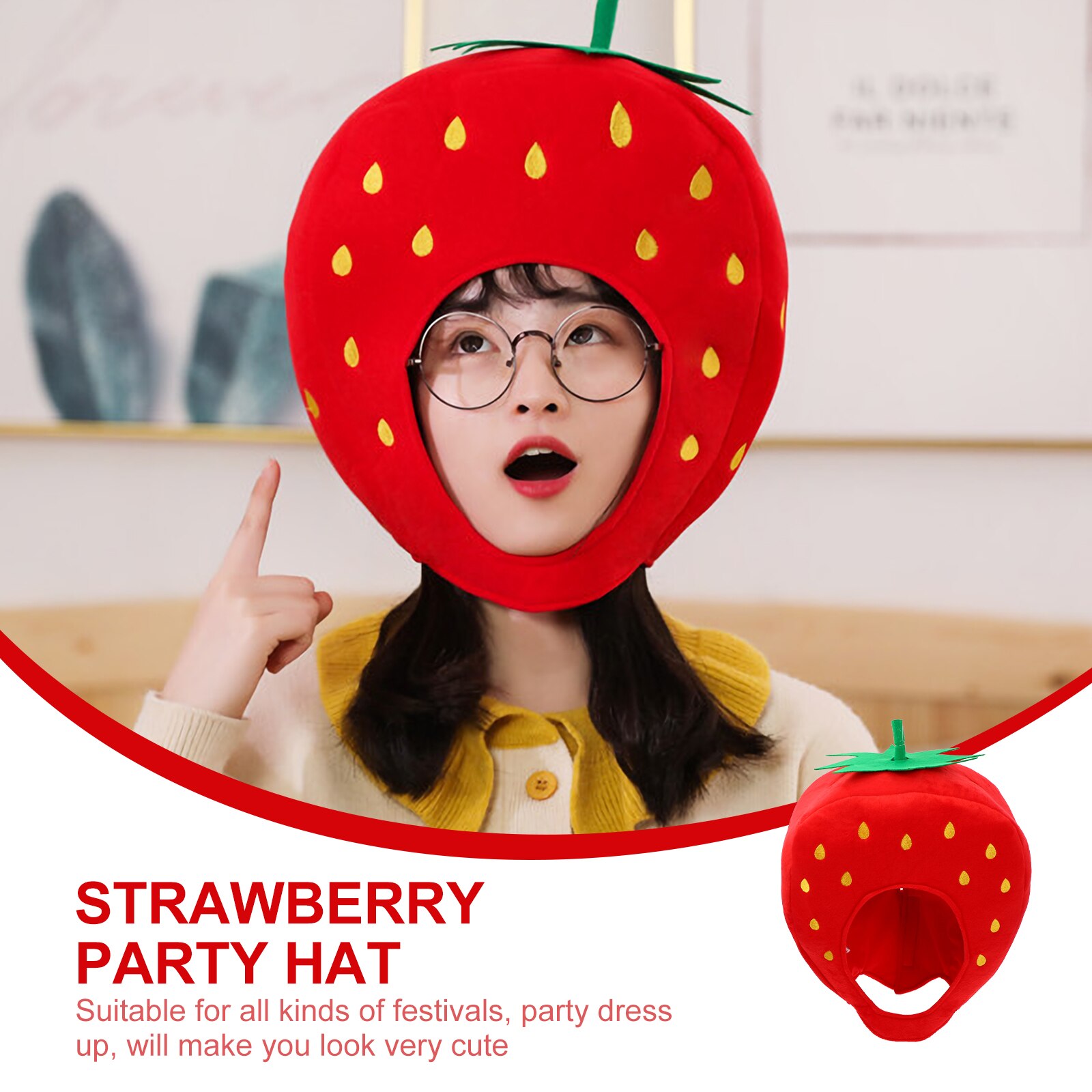 Chapeau de fête en forme de fraise, couvre-chef de dessin animé, couvre-chef pour Festival Cosplay, 1 pièce