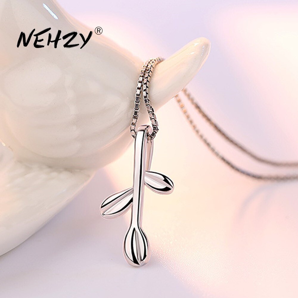 NEHZY 925 Sterling Silver Necklace Pendant Jewelry Woman Small Leaf Necklace Length 45CM