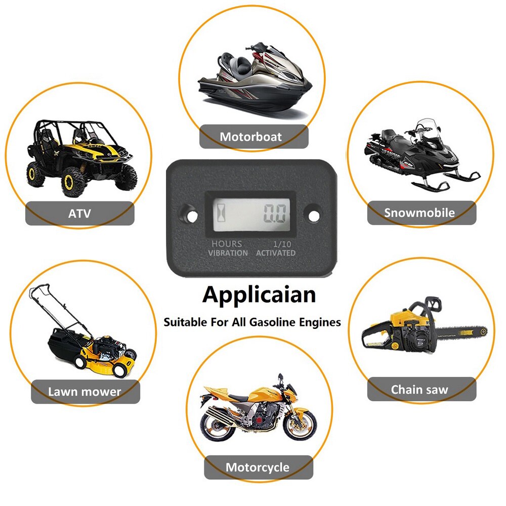 Digital Vibration Hour Meter Gauge Wireless for Vibrating Machine Motorcycle ATV Boat Marine Digital Hour Meter Car Accessories