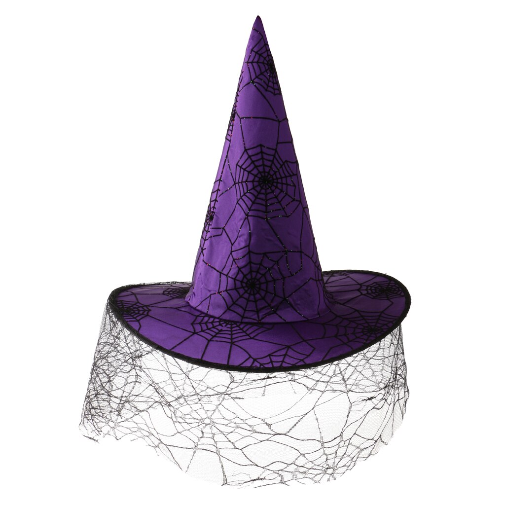 Chapeau de sorcière en Satin violet pour femmes et filles, accessoire de Costume de fête pour Halloween