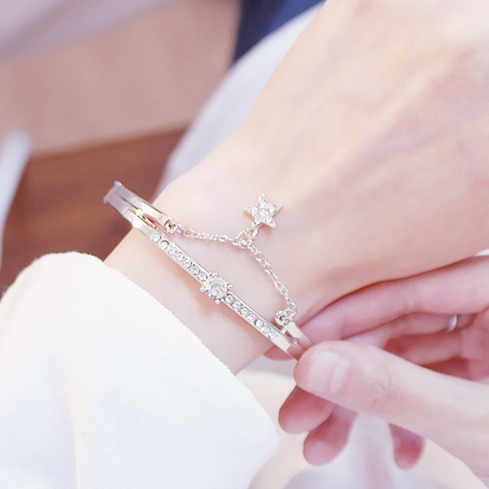 Armbanden voor vrouwen gouden bedelarmband ster hanger ketting glanzende strass ingelegde armband armband voor vrouwen