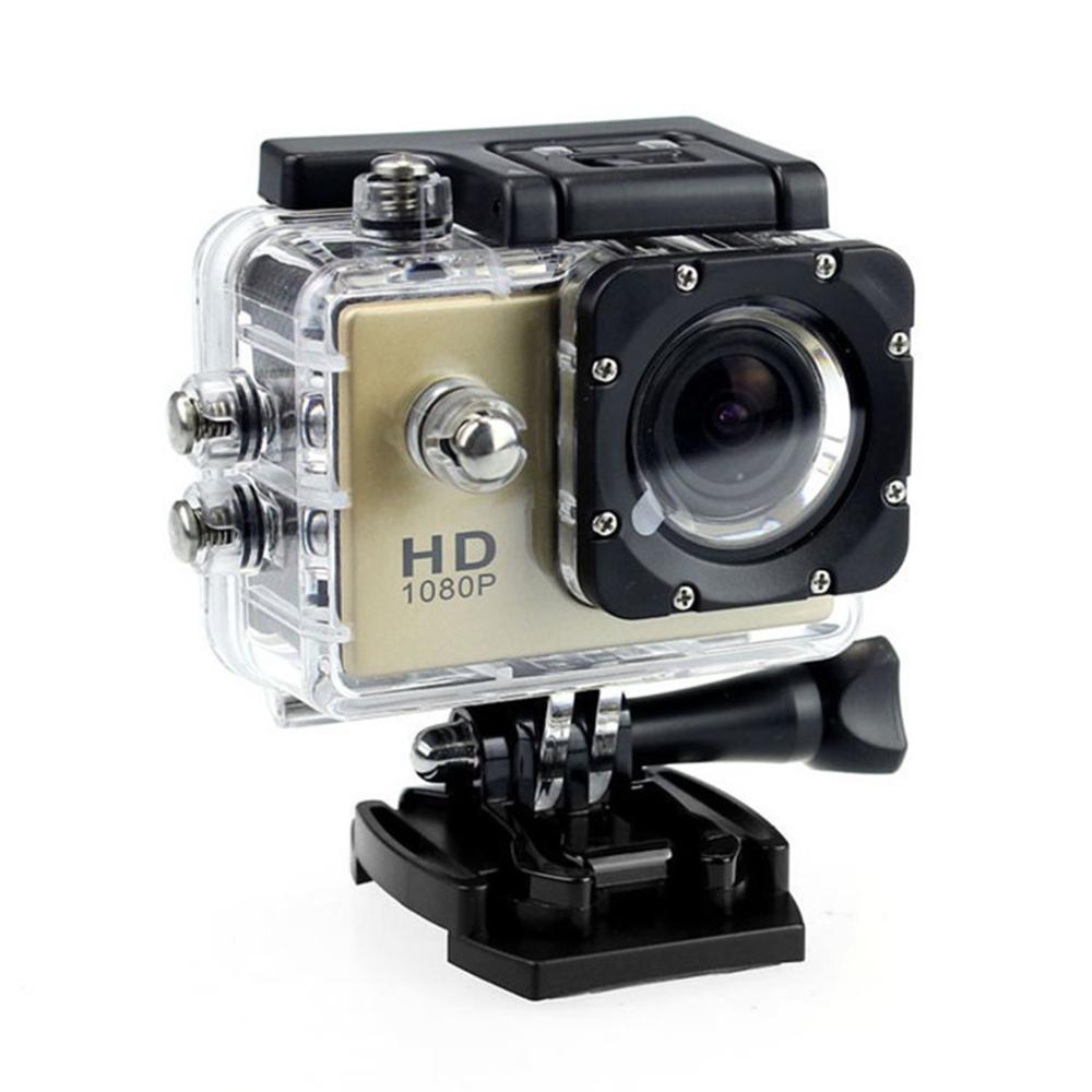Udendørs mini sport action kamera ultra 30m 1080p undervands vandtæt hjelm videooptagelseskameraer sport cam: Guld