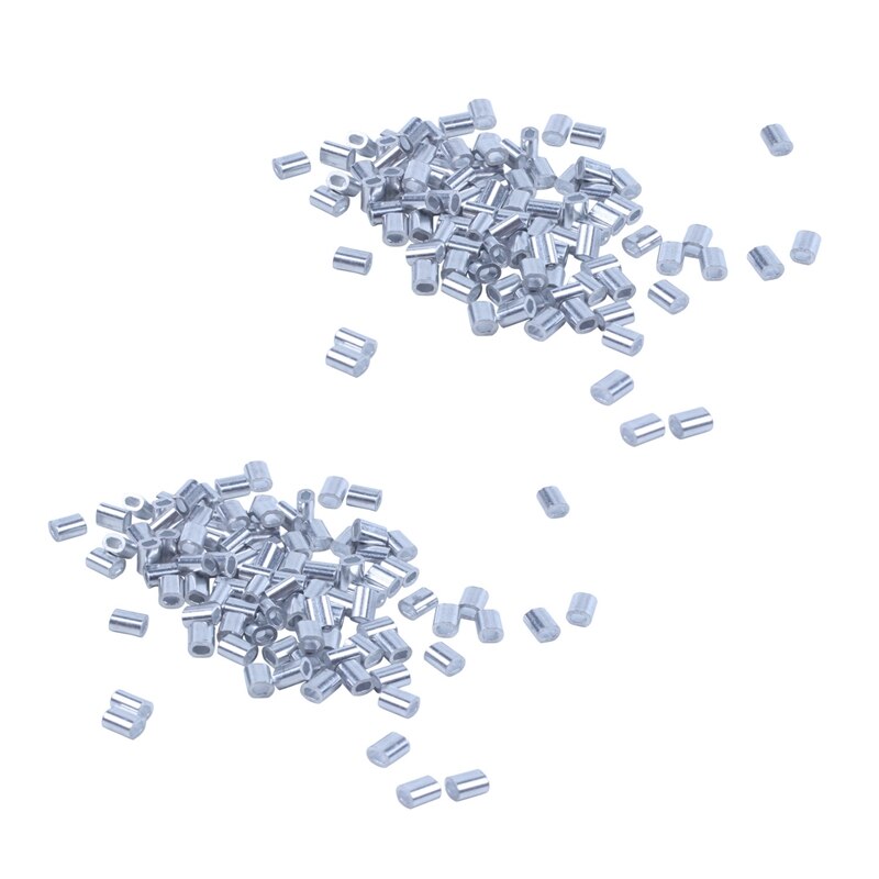 200 Pcs 1Mm Steel Wire Rope Aluminum Ferrules Sleeves Silver Tone