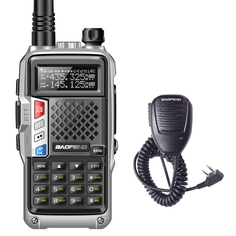 BAOFENG BF-UVB3 PLUS 8W 8watt High Power UHF/VHF Dual Band 10KM Long Range draagbare ham walkie Talkie Meerdere Opladen Modus: silver speaker