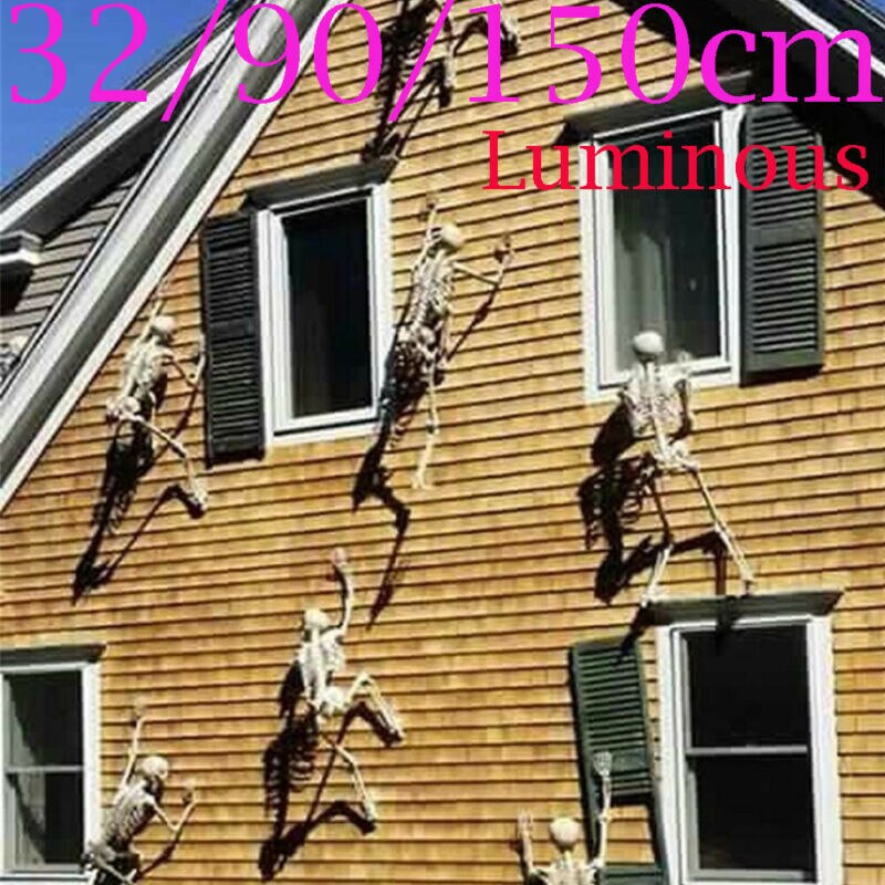 Halloween prop menneskelig skjelett lysende full størrelse hodeskalle hånd liv kroppen kropp poserbar anatomi modell fest festival dekorasjon