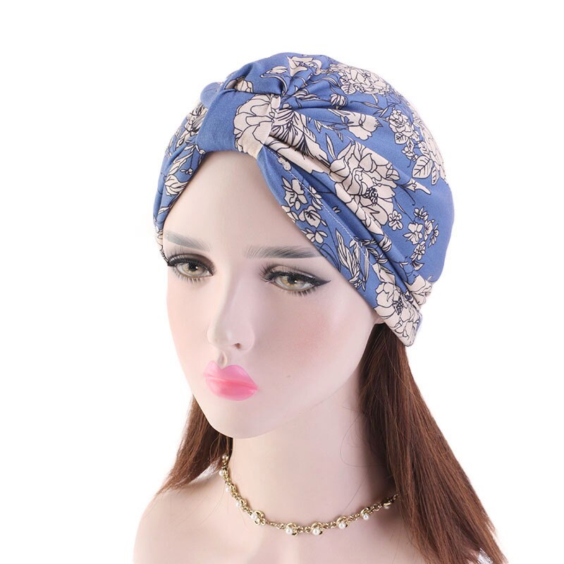 Kvinnor blommönster mössa muslimsk hijab kemo cancer keps islamisk håravfall hatt huvudsjal turban satin liner innerkeps arabisk