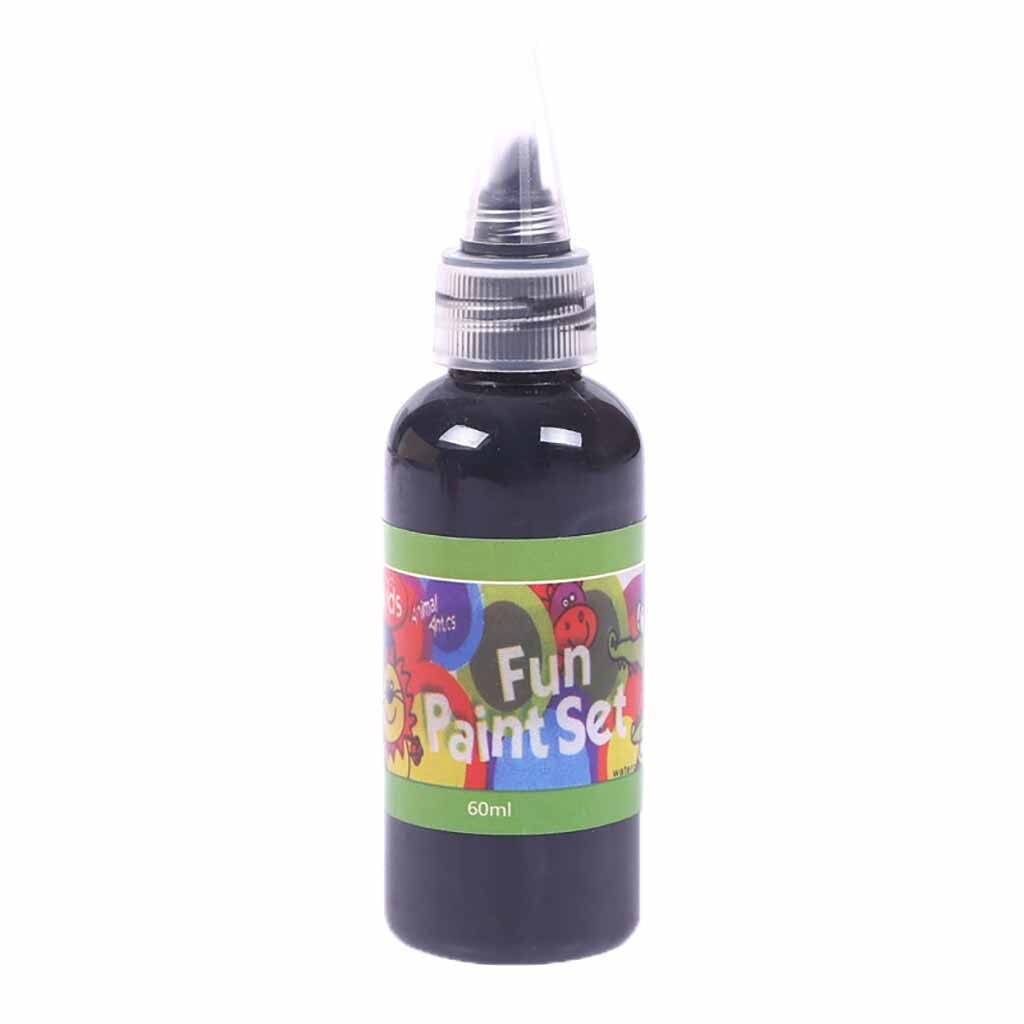 Kind wasbare acrylverfset, nagelkunstverf, verf voor textiel, tekengereedschap voor kinderen, doe-het-zelf 60ml #t5p: Zwart