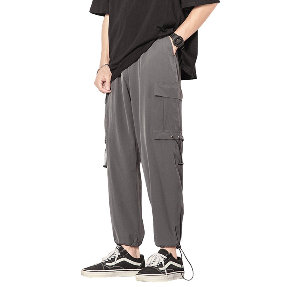 Hip-hop macacão masculino preto bolso jogger harajuku sweatpants casual moda tendência masculina rua wear harem calças