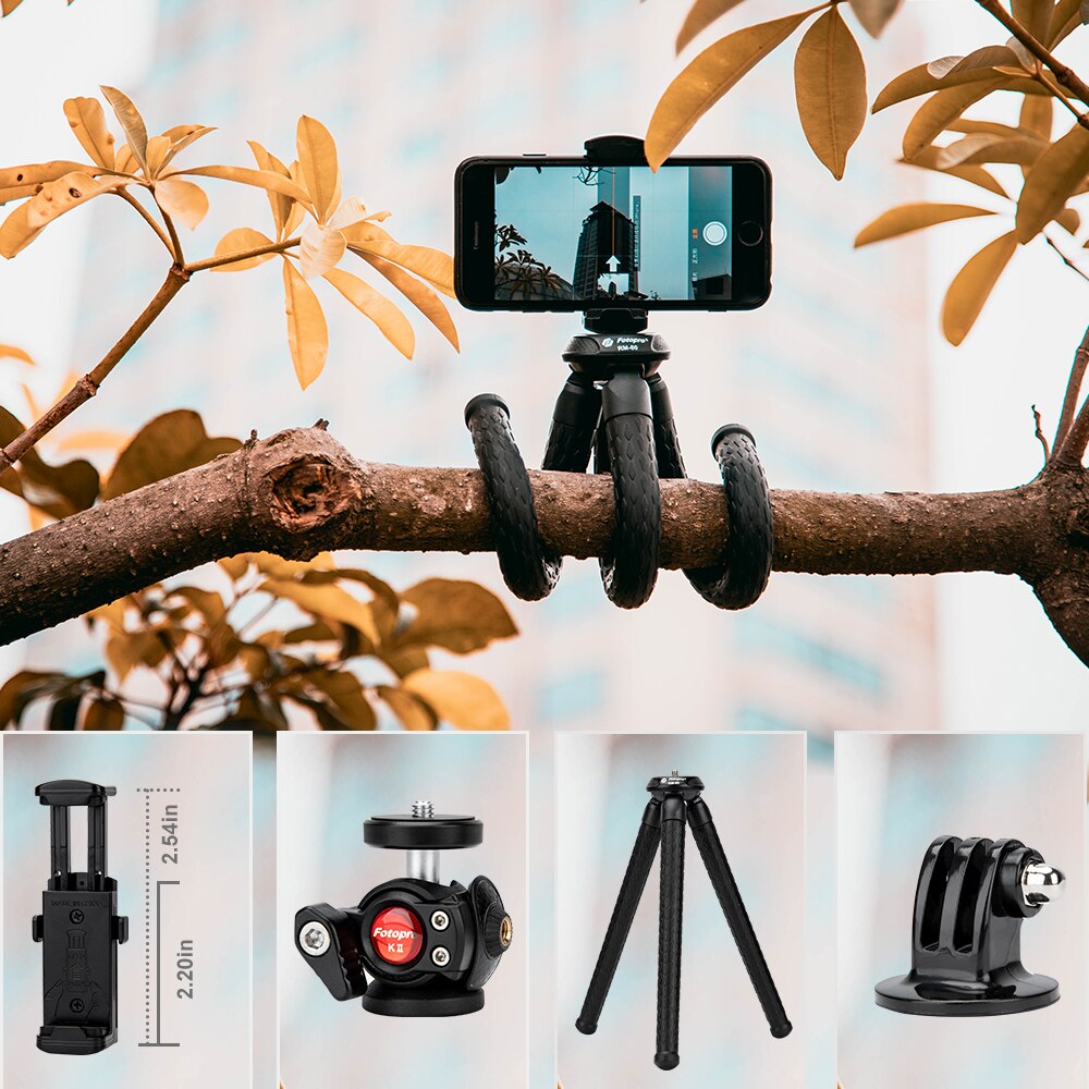 Fotopro Mini portátil impermeable pulpo flexibles Smartphone trípode de cámara fría de montaje con cabeza de bola con 1/4 tornillo